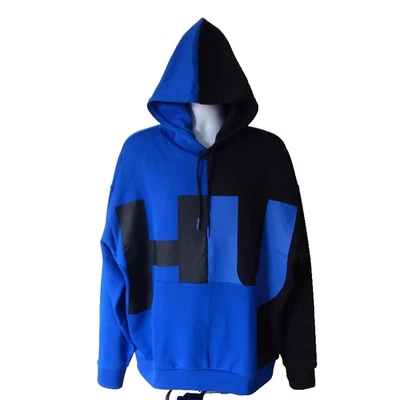 NUEVO CON ETIQUETAS HUGO BOSS Felpa Pullover Sudadera con Capucha Nokardos Bloque de Color Azul y Negro Para Hombre XL Foto 1 de 4