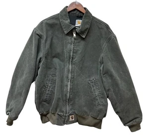 Vintage Carhartt Men's Canvas Mesh Lining Jacket Size L Green J102 MOS Santa Fe - Picture 1 of 12