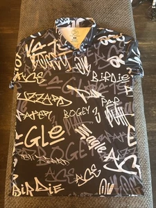 Five Birdies Graffiti Poloshirt Herren XL Schwarz Kurzarm Performance Golf - Bild 1 von 8