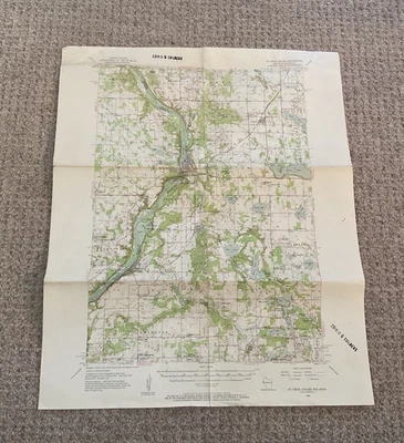 Mapa topográfico de St. Croix-Dalles Quadrangle 1955, Wis-Mn. ORIG. COLOR Foto 1 de 4