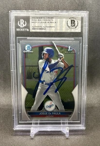 2023 1st Bowman Chrome Prospects #BCP111 Josue De Paula RC Firmado BAS Automático 652 - Imagen 1 de 3