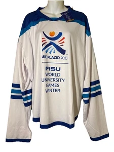 Camiseta deportiva de hockey Lake Placid Games World Games 2023 FISU grande nueva con etiquetas Universidad L - Imagen 1 de 12