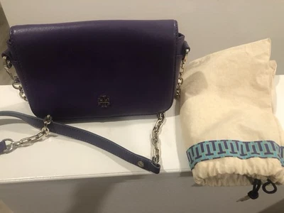 Tory Burch 迷你 Robinson 斜挎包紫色 Saffiano 皮革包 — 第 1/4 张图片