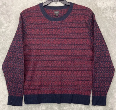 Suéter Pullover de Lana de Cordero J.Crew Para Hombre Talla L Azul Púrpura Reverso Copo de Nieve Foto 1 de 4