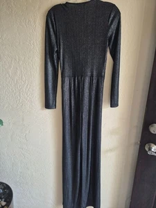 Bebe Strampler Metallic Schwarz Langarm V-Ausschnitt XS - Bild 1 von 4