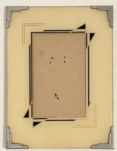 "Marco de fotos de vidrio tostado pintado al revés Art Deco vintage caballete trasero - 8"" x 6""" - Imagen 1 de 2