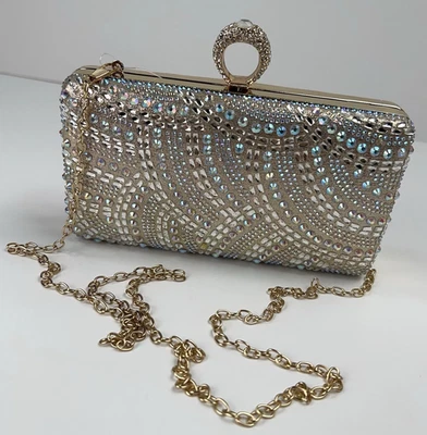 LAUREN LORRAINE Rhinestone Clutch Bag Ring Close Bride Evening Cocktail Prom NWT - Image 1 of 4