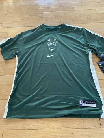 Nike NBA Milwaukee Bucks Player issue SS Shooting Top Tee Sz L CN5815 green Cover