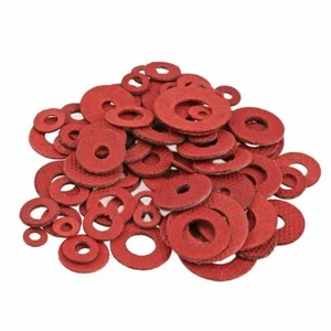 RED FIBRE FLAT SEALING WASHERS INSULATING FIBER WASHER GASKET M2-M8 - Picture 1 of 4