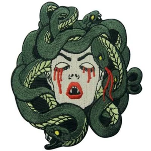 Medusa patch EMBROIDERED Iron On Patches appliques transfers Badges Snake Large - Picture 1 of 8