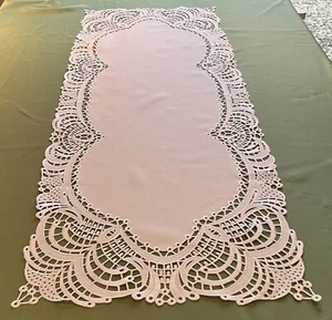 Weiße Cutwork Stickerei länglich Tischläufer Cutwork Küche Esszimmer weiß Sockel - Bild 1 von 4
