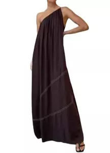 Camilla and Marc Castille One Shoulder Maxi Dress |Brown/Chocolate, One Shoulder - Picture 1 of 7