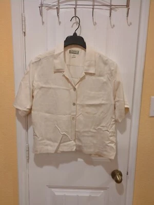 Camisa Tommy Bahama Off White 100% Seda Talla M Foto 1 de 4