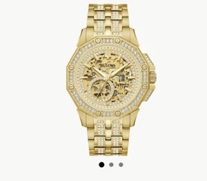 Bulova 98A292  OCTAVA AUTOMATIC MEN'S WATCH With Crystals Gold Dial - Picture 1 of 3