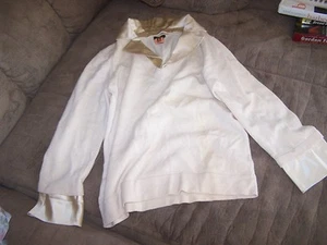 DD Collection Cashmere Sweatert Cream with Faux Satin Blouse Size M - Picture 1 of 4