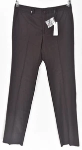 Neu mit Etikett Versace Collection schmale Anzughose aus burgunderfarbener mikrogestreifter Wolle 34 (EU 50) - Bild 1 von 6