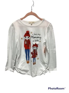 Love Peace And Lip Gloss Long sleeve Top Girls I Love Mommy Size 6 - Picture 1 of 4