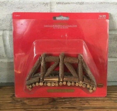 Santa's Workbench Log Wood Bridge Christmas Village Accessory Accessories NIP - Image 1 of 3
