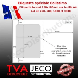 planches A4 avec étiquette colissimo intégrée 150x100mm compatible L7980 - Afbeelding 1 van 3