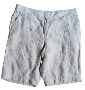 Eileen Fisher Shorts Women's XL Neutral Organic Cotton Chino Comfort Waist - Picture 1 of 4