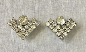 Vintage Clear Rhinestone Shoe Clips - Accessories - Glam! Silver Tone - Picture 1 of 6