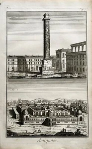 1777 Diderot - Italy: Rome, Column of Antonin & Baths of Diocletian - tall folio - Foto 1 di 4