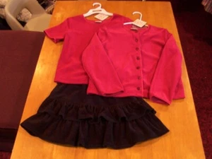 Hanna Andersson Velour Lot: Black Tiered Skirt, SS Top, & Cardigan(NWT) Sz.-140 - Picture 1 of 4