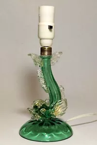 Archimede Seguso Murano Emerald Green Glass Dolphin Lamp — Mid Century - Picture 1 of 10