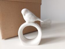 Porcelain Napkin Rings x4 Set Birds ceramic white napkin holders NEW