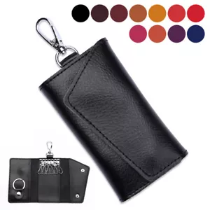 Echtleder Geldbörse Geldbörse Tasche Etui Halter Schlüsselring Etui Tasche Safe Hanger Geschenk - Bild 1 von 18