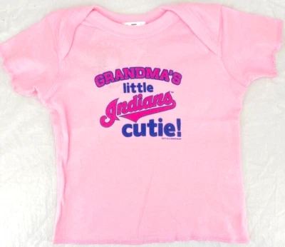 NEW Cleveland Guardians Indians MLB Soft As A Grape SS Pink Shirt Infant 12 MO - Image 1 of 4