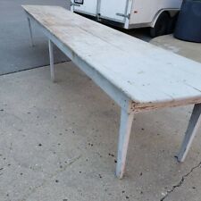 15 Foot Antique American Farm Table Original Paint Two Board Top