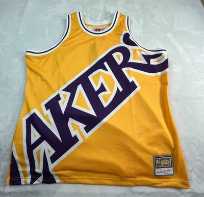 NUEVO CON ETIQUETAS LA Lakers Mitchell & Ness Hombres 2XL Camiseta sin mangas Malla Amarillo Estampado Gráfico Foto 1 de 4
