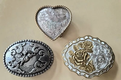 Women or Kids Belt Buckles (3) - Montana Silversmiths, Nocona, Crumrine - Image 1 of 4