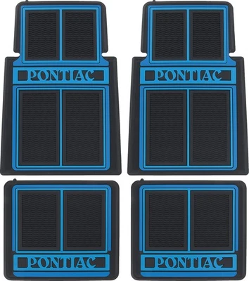 1964-92 Pontiac Carpet Floor Mat Set; Blue / Black; 4 Piece Set Foto 1 de 4