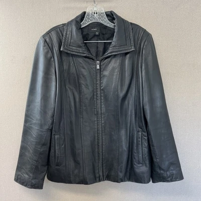 Chaqueta de cuero genuino negra Avanti para mujer talla 1X D1101318 Foto 1 de 4