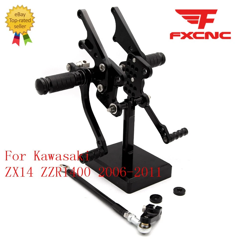 Juego de pedales de clavija para Kawasaki Ninja ZX14 ZZR1400 2006-2011 FXCNC Foto 1 de 4