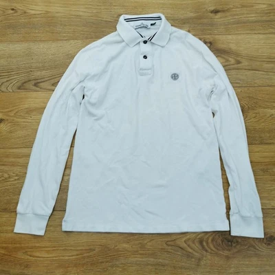 Camisa Polo Stone Island Para Hombre M Mediana Blanca Calce Regular Manga Larga Foto 1 de 4