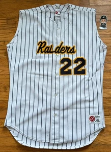 VTG RAWLINGS RAIDERS 22 STITCHED BASEBALL WHITE PINSTRIPE JERSEY PIRATES MLB 46 - Picture 1 of 7