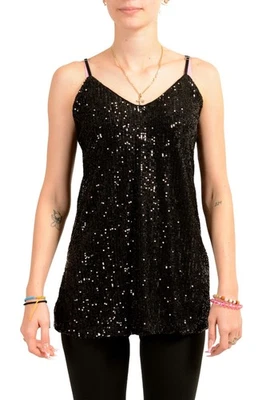 Hugo Boss 女式“C_Esanne”黑色亮片装饰衬衫上衣 US S IT 40 — 第 1/4 张图片