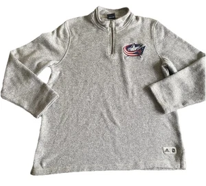 Columbus Bkue Jackets Adidas NHL 1/4 Zip Long Sleeve Sweatshirts Gray Large - Picture 1 of 5