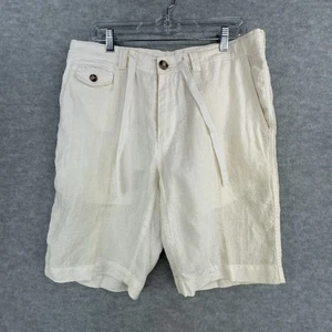 Pantaloncini uomo Murano 100% lino Baird McNutt taglia 34 bianco sporco cuciture interne 10" - Foto 1 di 7