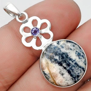 Blue Scheelite - Turkey & Iolite 925 Sterling Silver Pendant Jewelry P-1634 - Picture 1 of 5