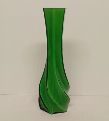 Green Swirled Cased Glass Bud Vase 6.5 in - Image 1 of 3