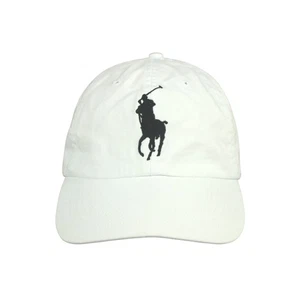 VTG Polo Ralph Lauren Emb Back Strap & Big Pony Baseball Cap One Size White NWT - Picture 1 of 10
