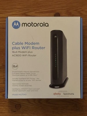 Motorola MG7540 16x4 DOCSIS 3.0 Cable Modem Plus AC1600 WiFi Router Works Great! - Image 1 of 4