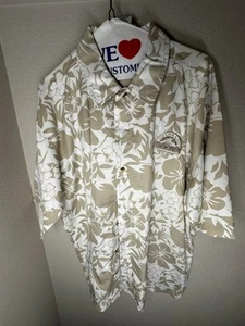 PUMA x Colorado Rockies Men’s XL Hawaiian Shirt Beige Logo Hibiscus Palms Floral - Picture 1 of 4