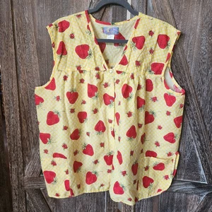 Moon Tanzkittel Damen 3x gelb Erdbeeren Schürze mit Taschen ärmellos - Bild 1 von 7