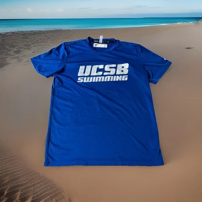 Camisa atlética Adidas vintage UCSB gaúchos equipe de natação azul média NCAA - Imagem 1 de 4