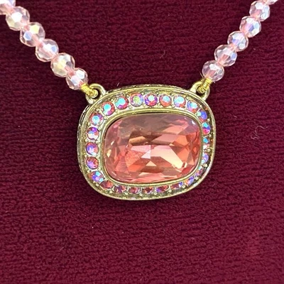 Collar Colgante Heidi Daus Cuentas Cristal Palanca Gota Rosa Salmón Foto 1 de 4